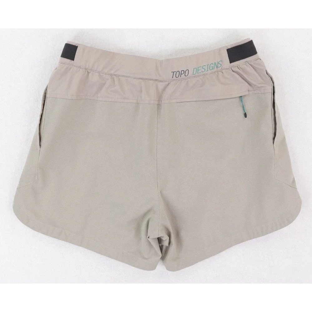 Topo Designs Shorts Mens Medium 4.5" Inseam Light Tan Athletic Running Lined - Picture 2 of 10